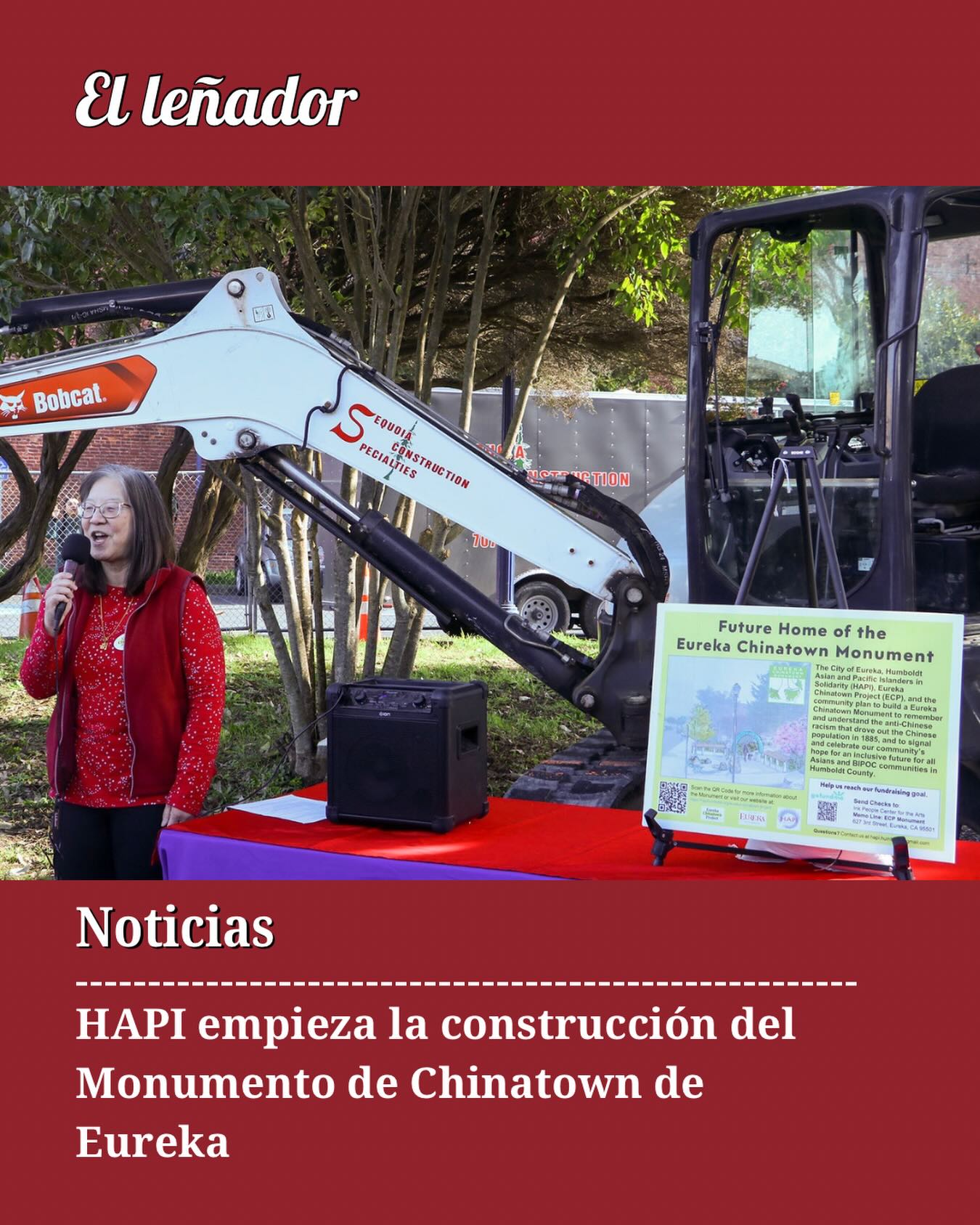 El 30 de enero, The Eureka Chinatown  Project (ECP), una iniciativa de Humboldt  Asians & Pacific Islanders (HAPI), se reunió  en Eureka para conmemorar el cimiento del Chinatown Monument. 

Jessica Hall, una de las diseñadoras del proyecto de Eureka Chinatown, compartió la importancia de unirnos como comunidad. 

“Necesitamos ser más inclusivos y considerados en cuanto a cómo convivimos todos, en lugar de caer en la hostilidad y el miedo”, dijo Hall.

Historia por Leah Spiers y traducido por Hortencia Lopez
Fotos de Ellis Nickel

Para ver la historia completa, haga clic en el enlace de nuestra biografía.

#HAPI #ellenadornews #conadadodehumboldt #noticiasdehumboldt #calpolyhumboldt