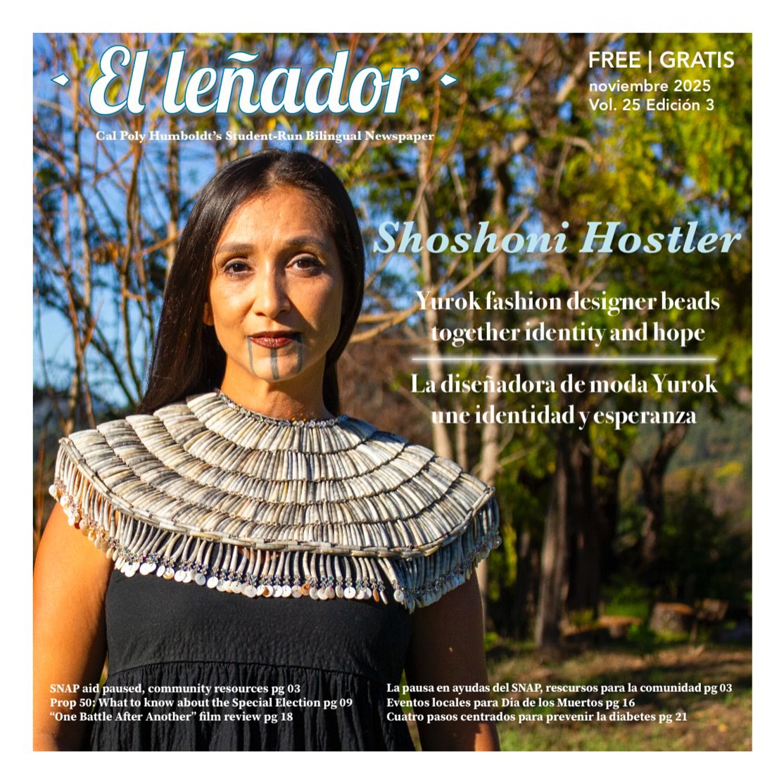 Our November issue is out now! 🍂🍁 Grab a copy on your way to your Halloween and Día de Los Muertos festivities! You can pick up a copy on and off campus. We’ve got some stories on:

•Local organizations prepare to support those affected by SNAP aid pause
•Department of Environmental Studies welcomes new Assistant Professor Sarah Rios 
•How do we fight?: “One Battle After Another” film review
•CPH film professor mixes passions to create women’s sports bar
•The Latine Psycological Association offers a safe space for students
•Opinion: Is our fate decided on the stars?
•Poetry section 

Our issue can be found at on campus news stands and off campus in Arcata, Eureka, Fortuna, Trinidad, and Mckinleyville.

#ellenadornews #humboldt #humboldtcounty #humboldtstate #CalPolyHumboldt #CPHumboldt #Accesshumboldtt
————————————————————————

¡Ya salió nuestra edición de noviembre! 🍂🍁¡Consigue tu edicion antes de Halloween y el Día de los Muertos! Puedes obtener una copia dentro y fuera del campus. Tenemos artículos sobre:

•Organizaciones locales se preparan para apoyar a los afectados por la pausa en ayudas del SNAP
•El Departamento de Estudios Ambientales da la bienvenida a la nueva profesora asistente Sarah Rios
•¿Cómo luchamos?: Reseña de “One Battle After Another”
•Profesora de cine de CPH combina sus pasiones para crear un bar deportivo para mujeres
•Charla de Salud con Jessica: Cuatro pasos centrados en la cicatrización para prevenir la diabetes
•Opinión: ¿Está nuestro destino escrito en las estrellas?
•Sección de poesía

Nuestra edición se puede encontrar en los quioscos del campus y fuera del campus en Arcata, Eureka, Fortuna, Trinidad y Mckinleyville.

Para ver la historia completa, haga clic en el enlace de nuestra biografía.
#ellenadornews #condadodehumboldt #noticiasdehumboldt #CalPolyHumboldt #CPHumboldt #Accesshumboldt
