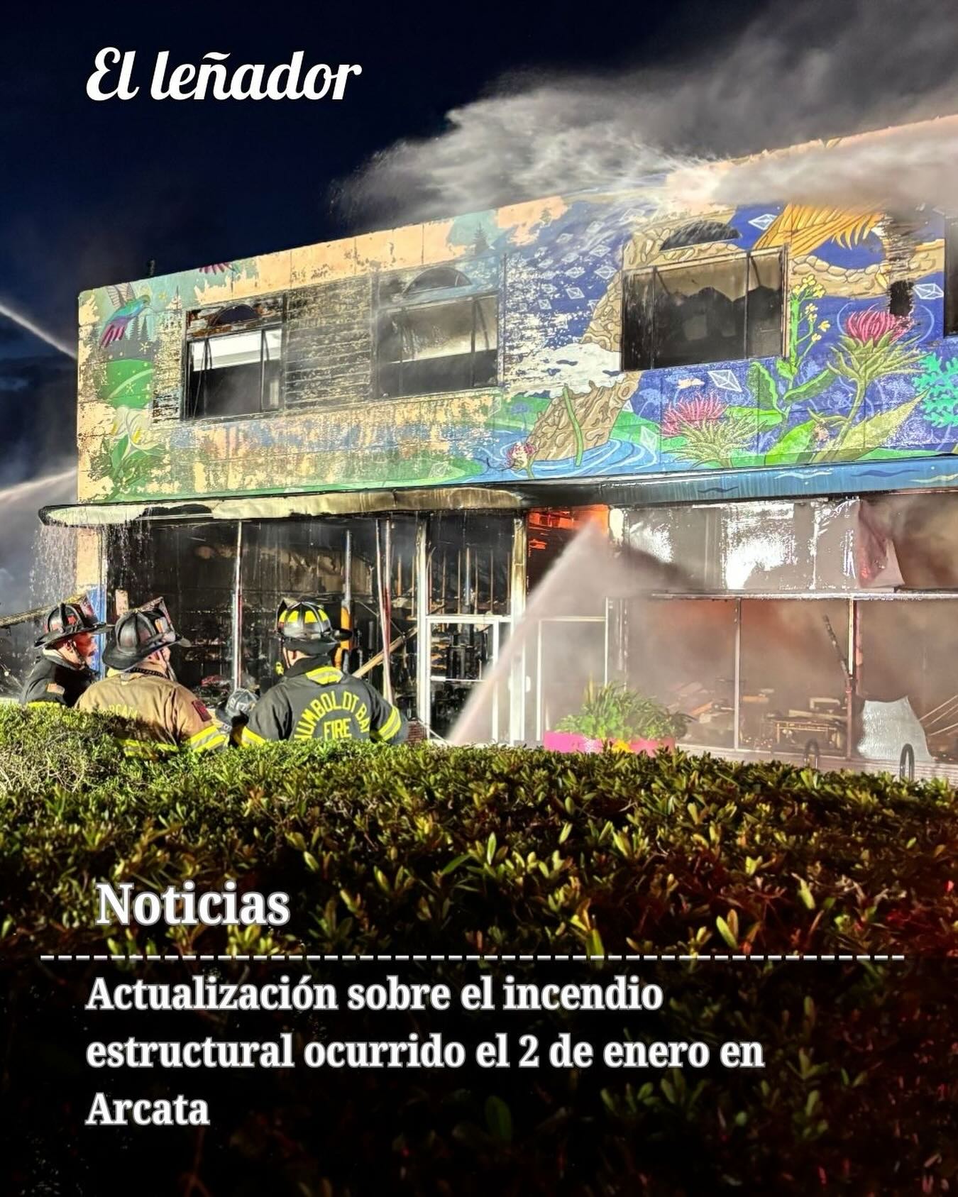 El 2 de enero, un incendio estructural estalló alrededor de las 2:30 p.m. en la calle 10 y H en Arcata, causando graves daños en gran parte de la cuadra.

La respuesta de la comunidad ante el incendio ha sido un lado positivo de esta tragedia.

Doranna Gilkey y Dan Gilkey,propietarios de Dandar’s Boardgames, se han visto abrumados por la respuesta positiva de la comunidad de Arcata.

“Hemos construido esta comunidad a lo largo de los años y eso se nota”, dijo Doranna Gilkey. “Las raíces que hemos sembrado son profundas, y al igual que una secuoya, volveremos a brotar”.

Escrito por Mia Costales y traducido por Erandi Hernandez Aguilar 
Photo by Mia Costales

Para ver la historia completa, haga clic en el enlace de nuestra biografía.
#ellenadornews #condadodehumboldt #noticiasdehumboldt #CPHumboldt #Accesshumbold