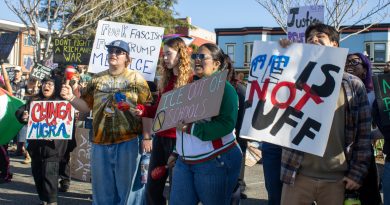 Protestors march through Arcata on Jan. 23