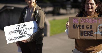 Protestors on the quad.