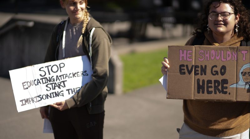 Protestors on the quad.